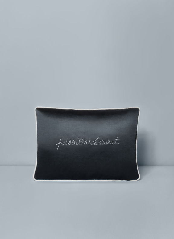 charcoal gray sateen pillow