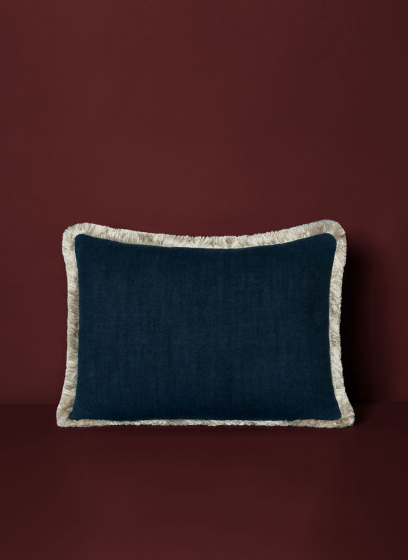 fringed linen pillow