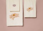 beige floral embroidered bath towel