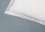 Detail of Galet square pillow case with light blue embroidery