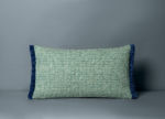 Back of Françoise pillow with green jacquard fabric