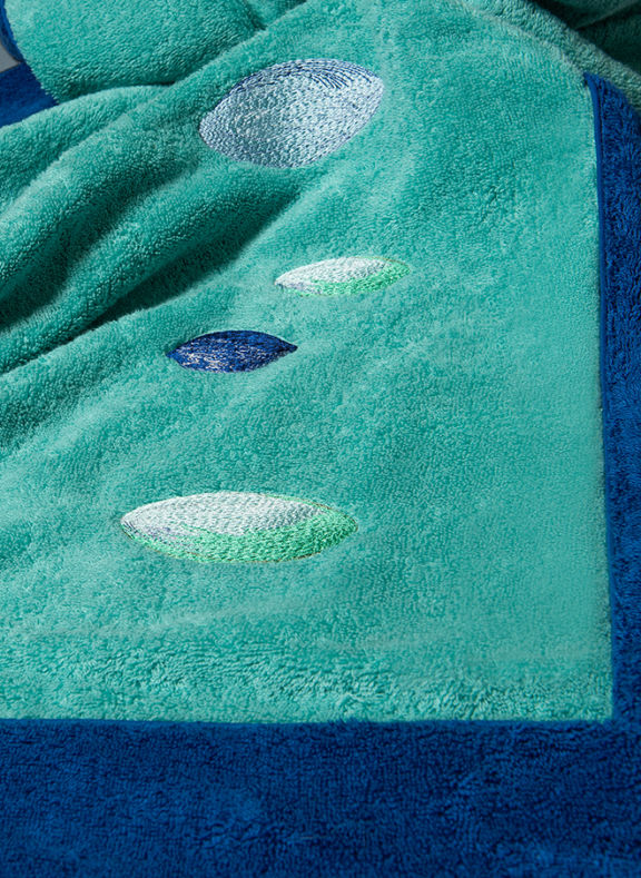 detail of Galets beach towel embroidery