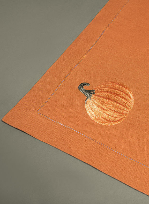 Pumpkin embroidery on placemat